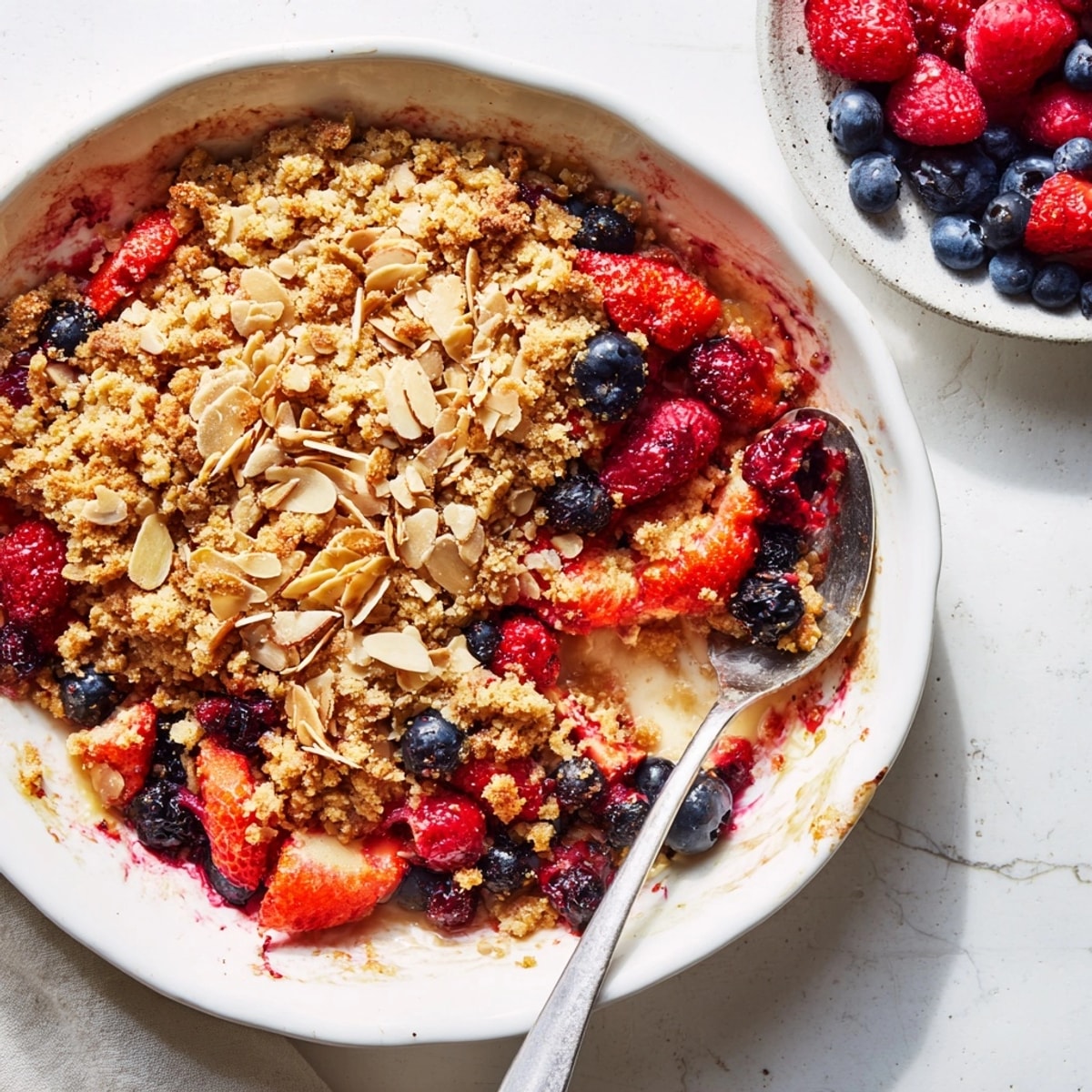 Golden and bubbly Berry Oat Crumble &ndash; a comforting dessert with a fruity filling.