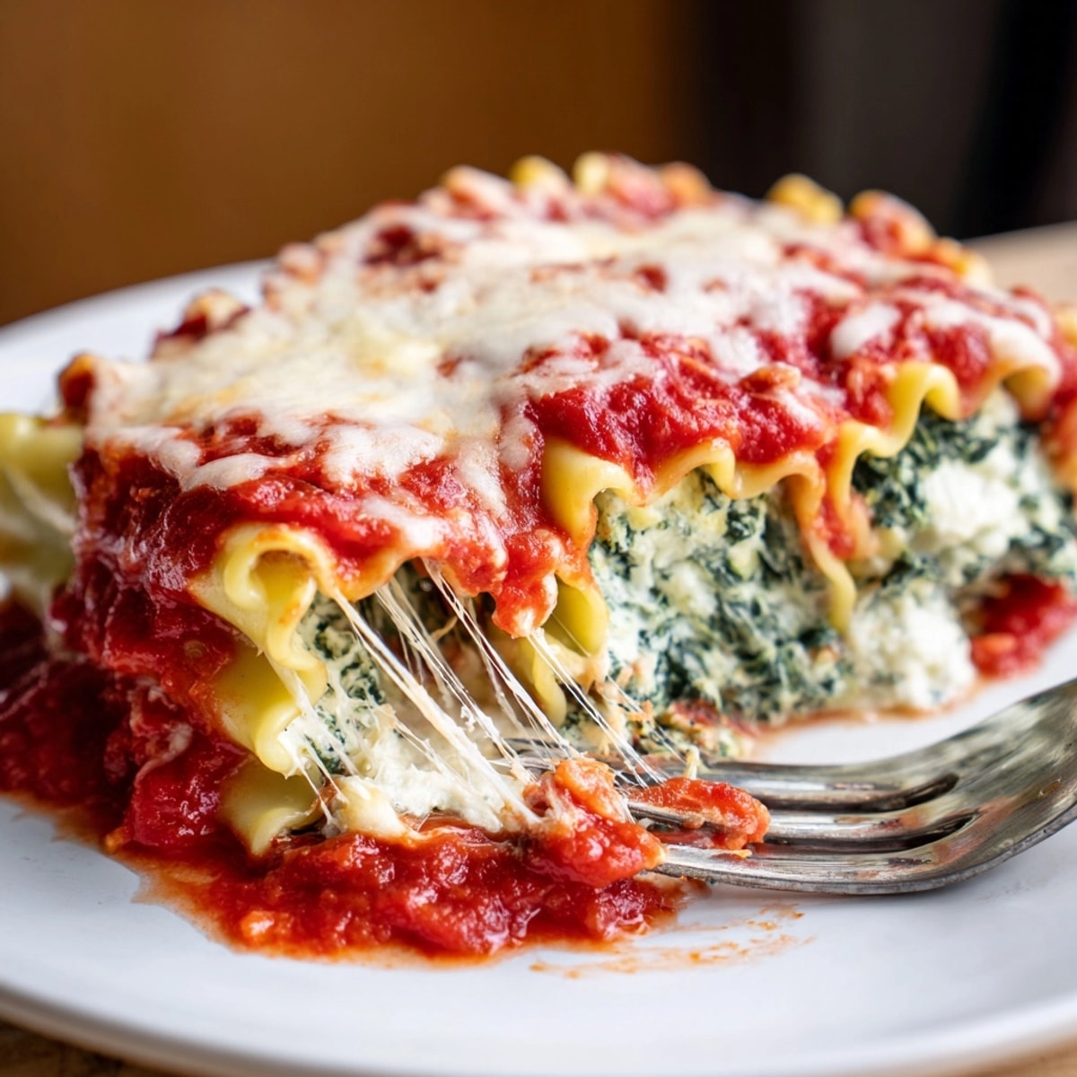 Perfect weeknight dinner: Layers of pasta, cheese, and spinach in easy Lasagna Roll-Ups.
