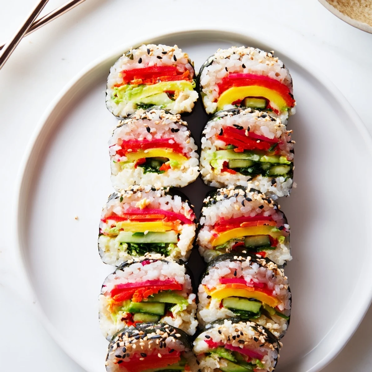 Colorful sushi rolls made with fresh ingredients, perfect for holiday gatherings.  