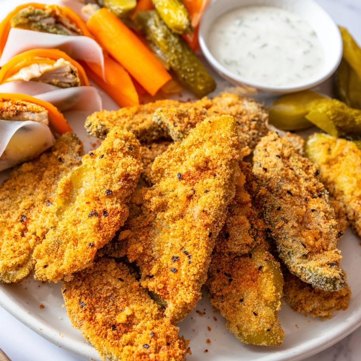 Crispy fried pickles and pickled vegetables create a perfect Pickle Lovers Meal.