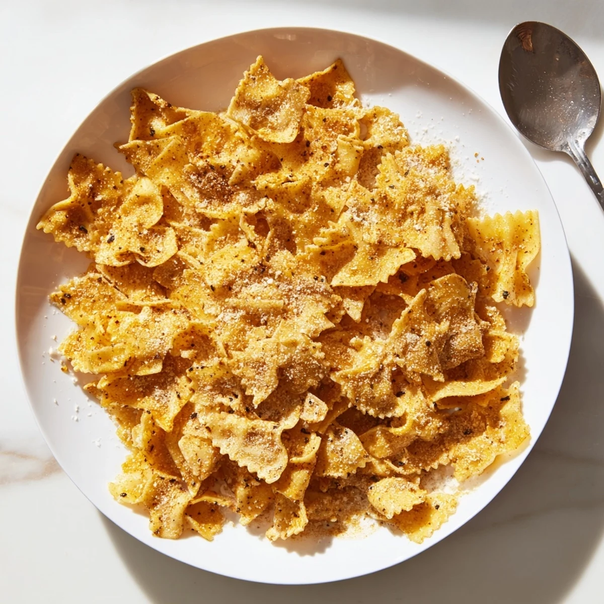 Flavorful seasoned pasta chips, a crunchy snack option to pair with your favorite dip.