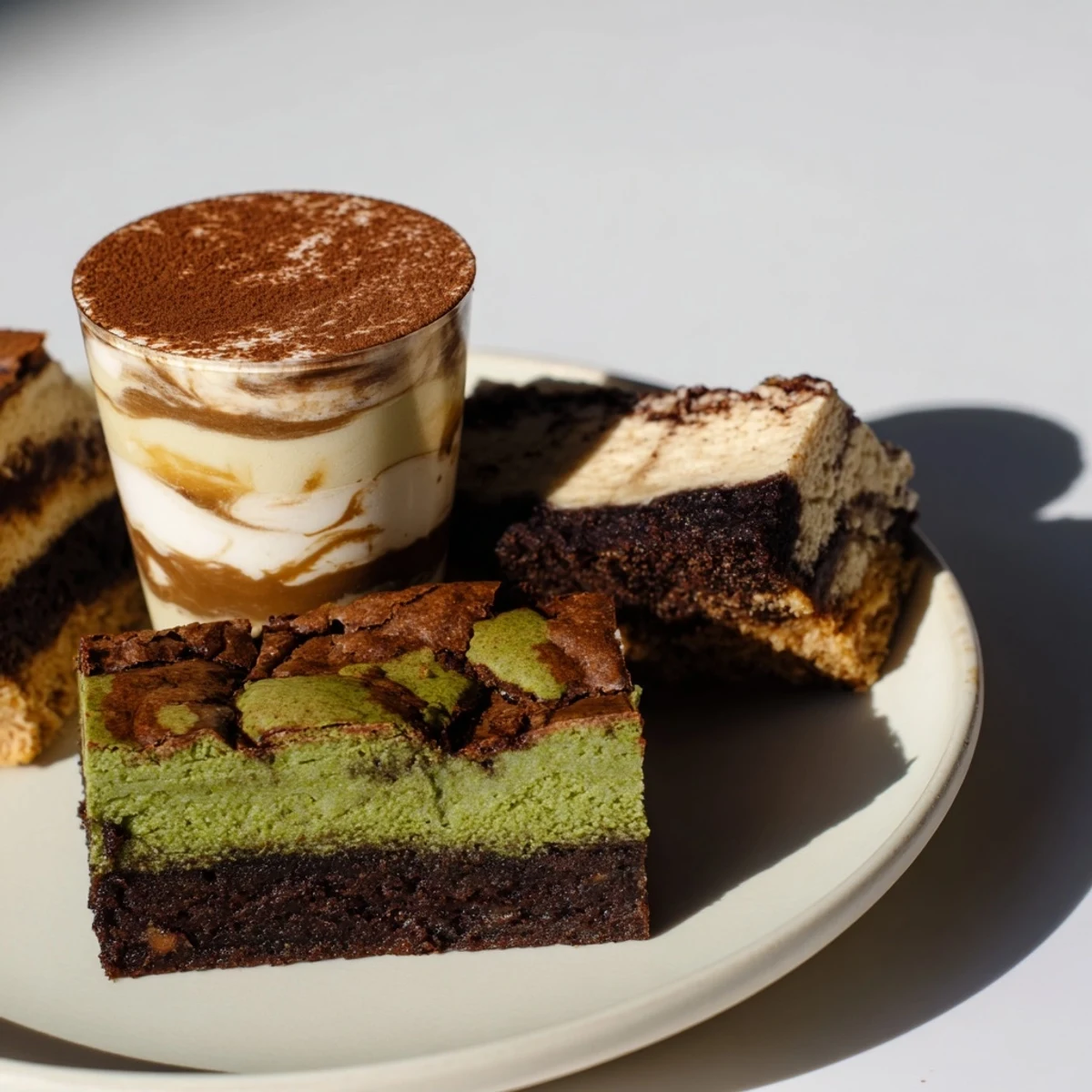 Indulge in these matcha-miso brownies, featuring rich chocolate and earthy flavors.