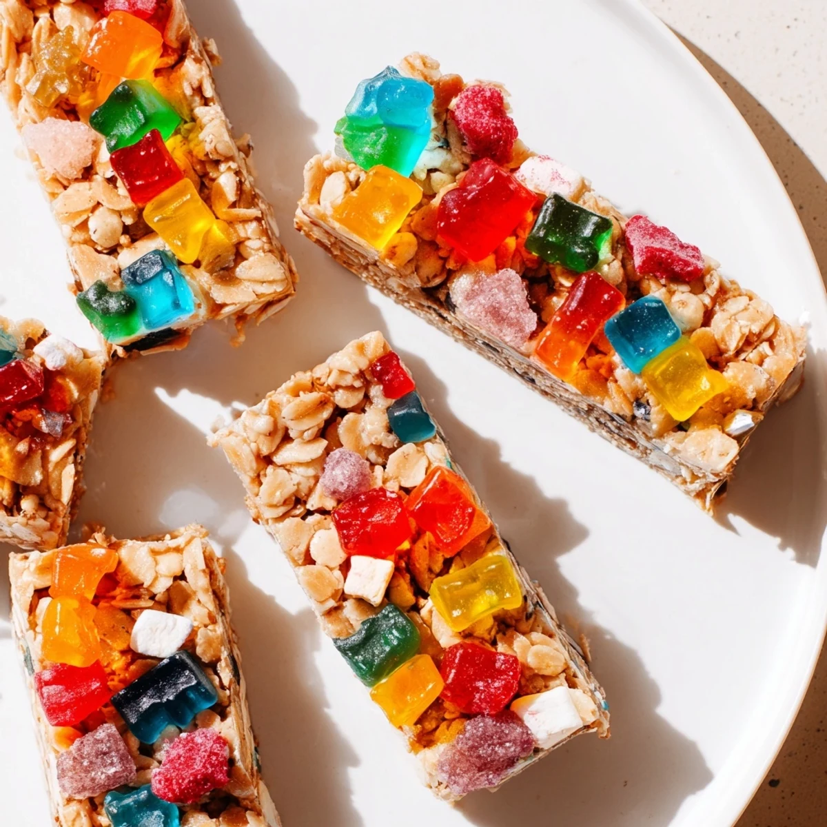 Wholesome DIY snack bars loaded with fruity gummies and crispy freeze-dried treats.