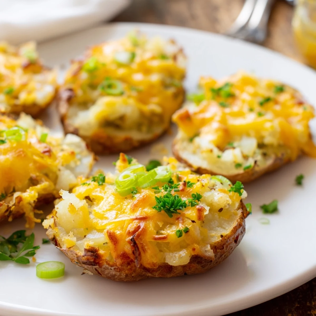 Deliciously golden smashed green onion potato bombs, perfect for a tasty appetizer.  