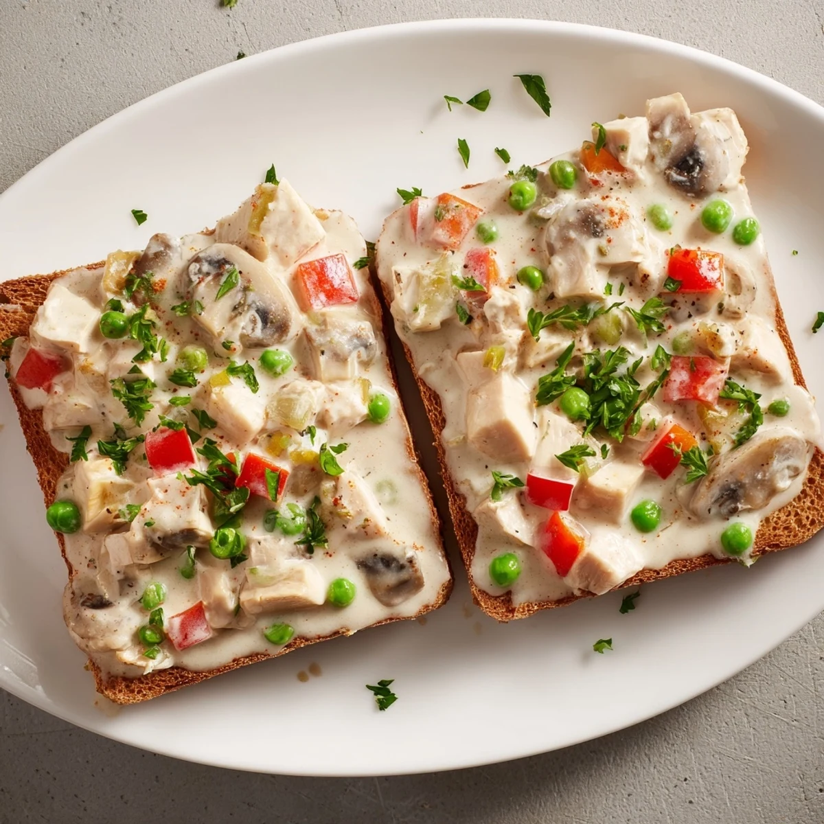 Warm and savory Chicken à la King, a comforting creamy dish, ready to eat and enjoy.