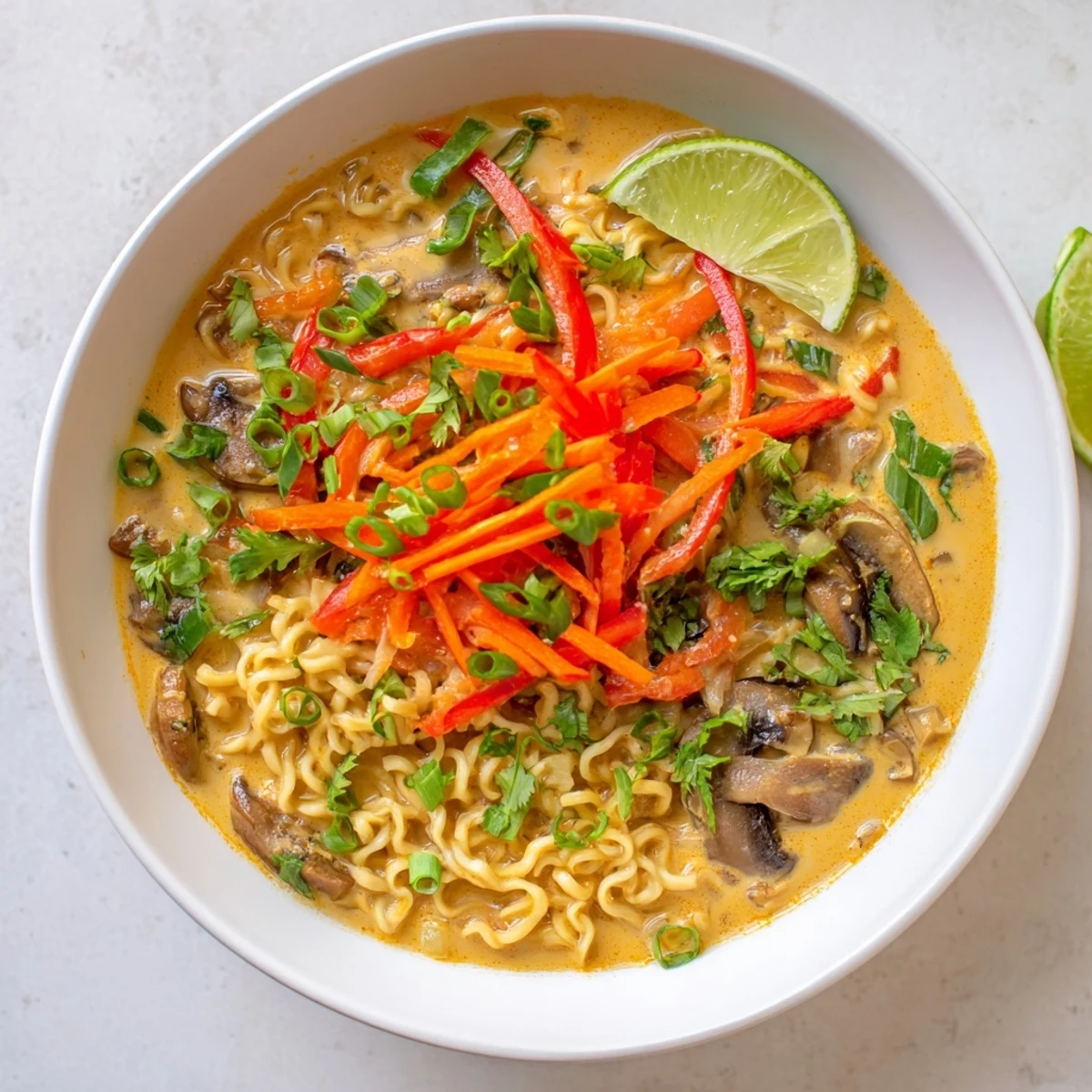 Delicious and aromatic Curry Coconut Ramen featuring tender noodles and rich coconut milk.