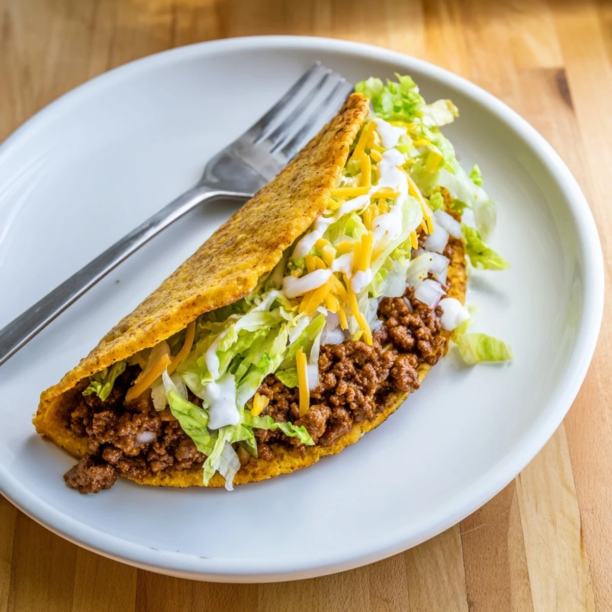 Cheesy Gordita Crunch tacos, a flavorful American-Mexican fusion, featuring seasoned beef and melty cheese.