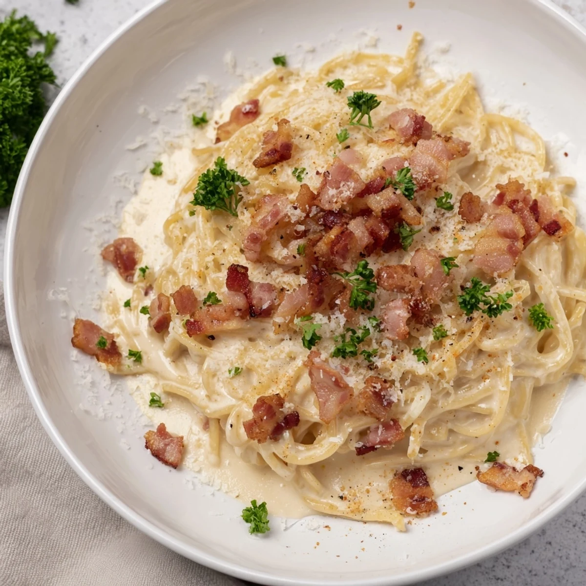 Delicious Carbonara Ramen Fusion: a bowl of cheesy ramen, ready in fifteen minutes for a flavorful lunch.