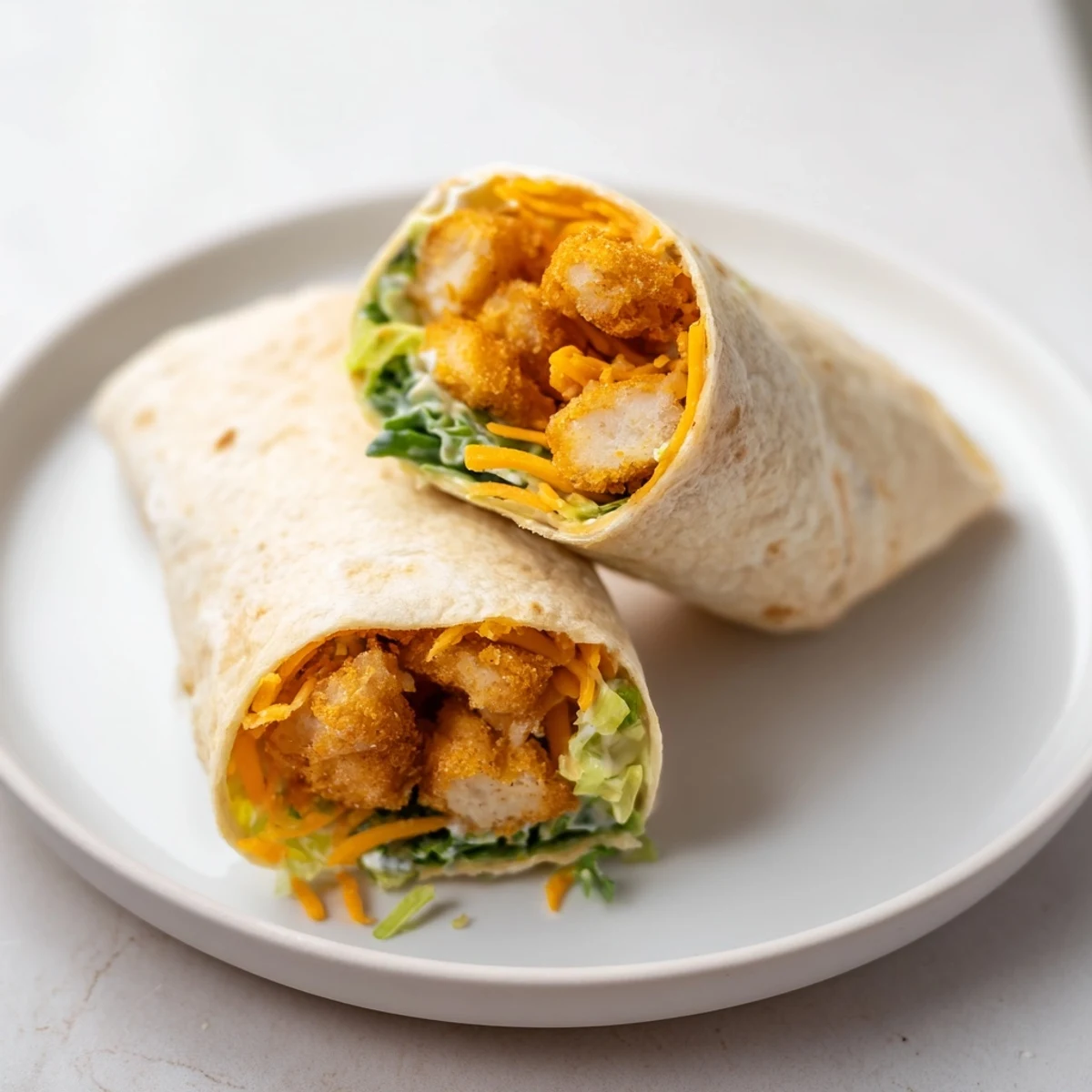 Imagine a vibrant, savory Crispy Chicken Ranch Snack Wrap: crunchy chicken, fresh greens, ready to eat!