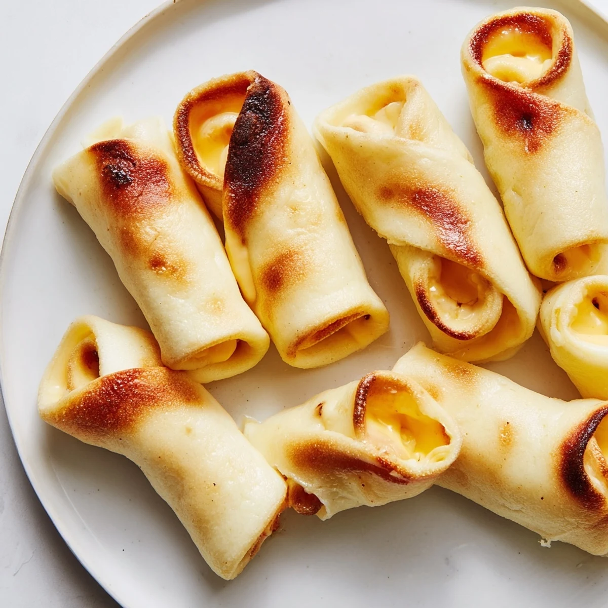 Warm, buttery Easy Christmas Grilled Cheese Rollups, showing off melted cheddar inside crispy bread.