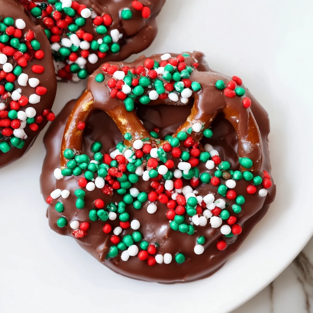Golden, air fryer-crisped Air Fryer Christmas Pretzel Bites, ready with colorful festive toppings.