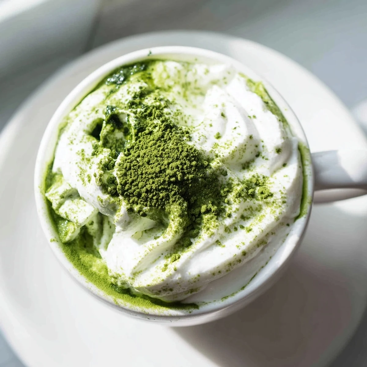 Sweet and creamy Matcha Mascarpone Tiramisu Snow Cups, featuring matcha syrup and snowy powdered sugar.