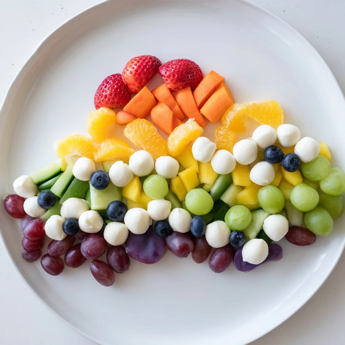 Rainbow Cloud Snack Board bursting with colorful fruits, a fun and easy healthy snack.