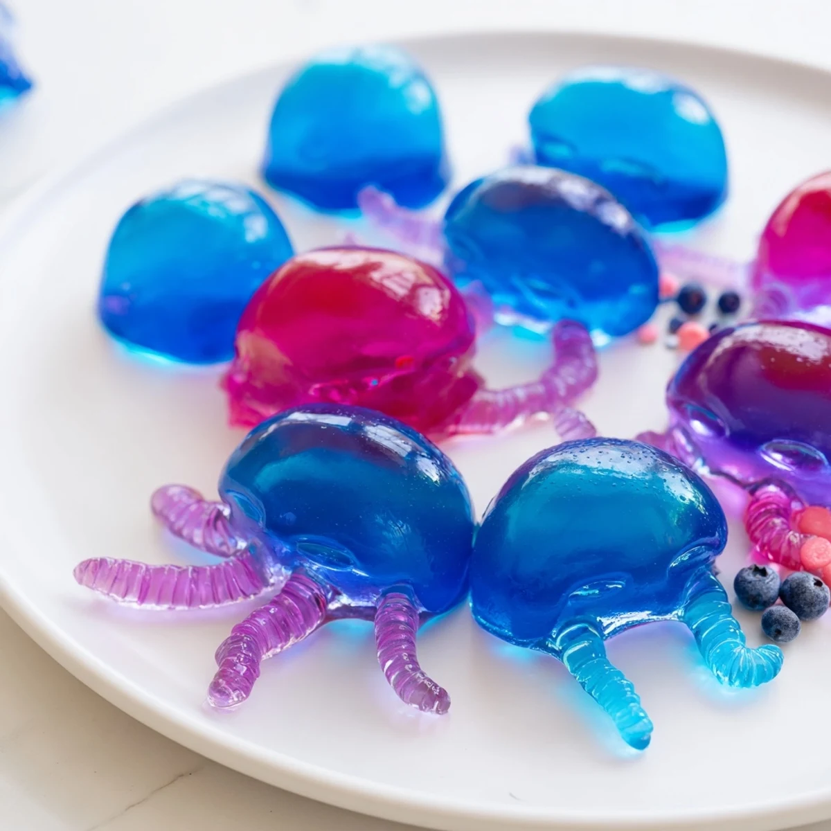 A vibrant Jellyfish Candy Platter, packed with colorful sea-themed sweets and gummy jellyfish.