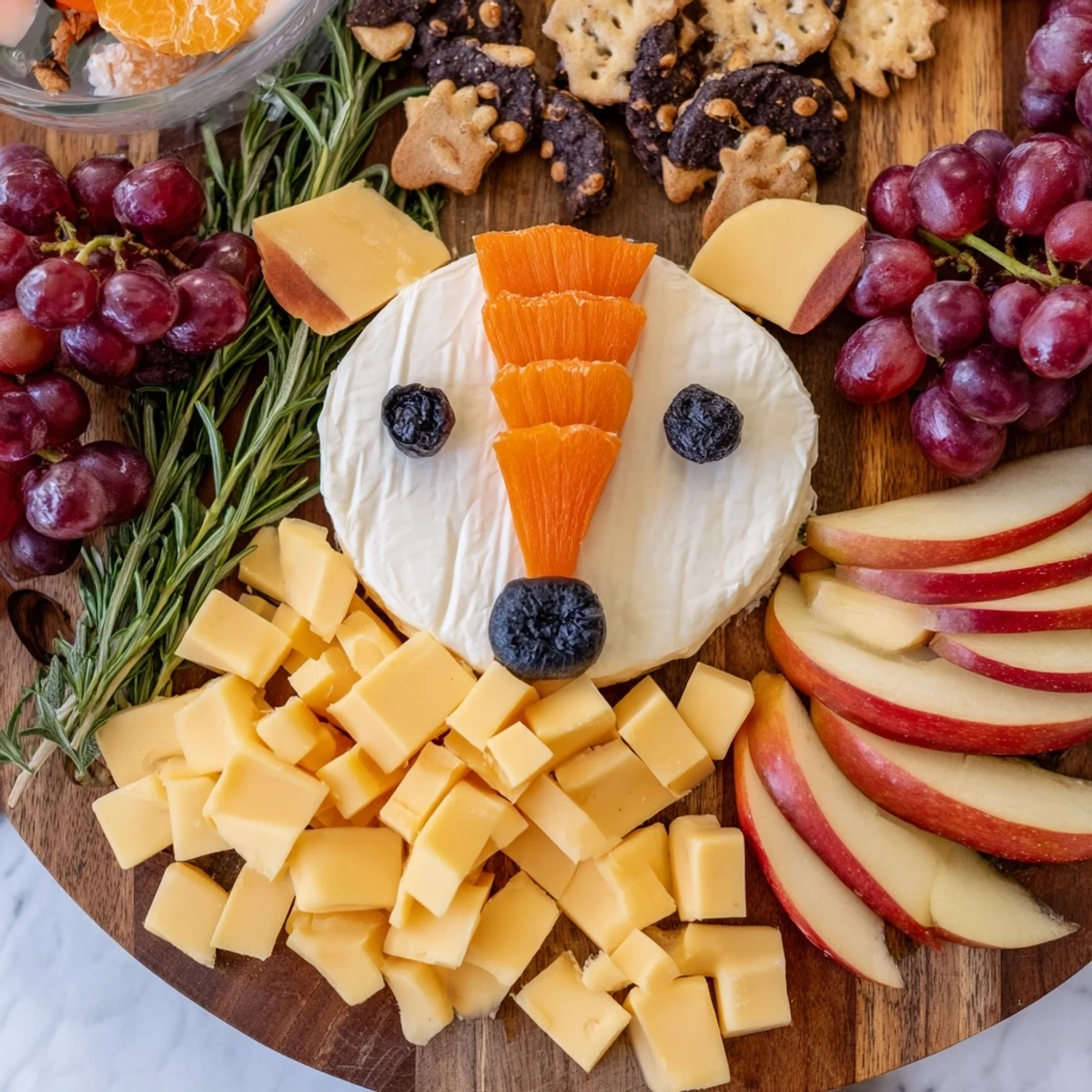 A delightful Whimsical Fox Fall Treat Board presents an assortment of autumn snacks for family fun.