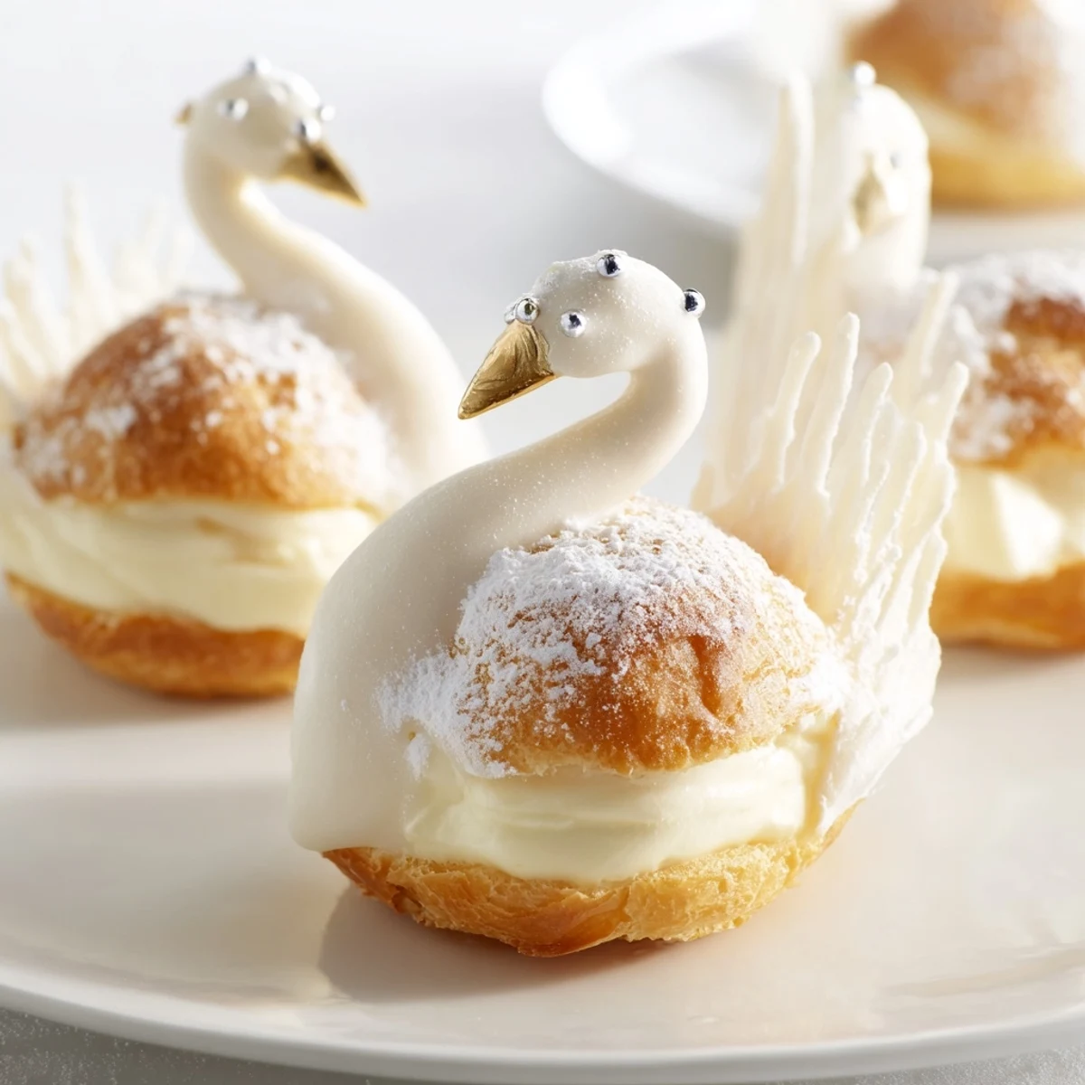 These delicate Elegant Swan Petit Fours, glazed and ready to eat, offer a sweet French dessert.