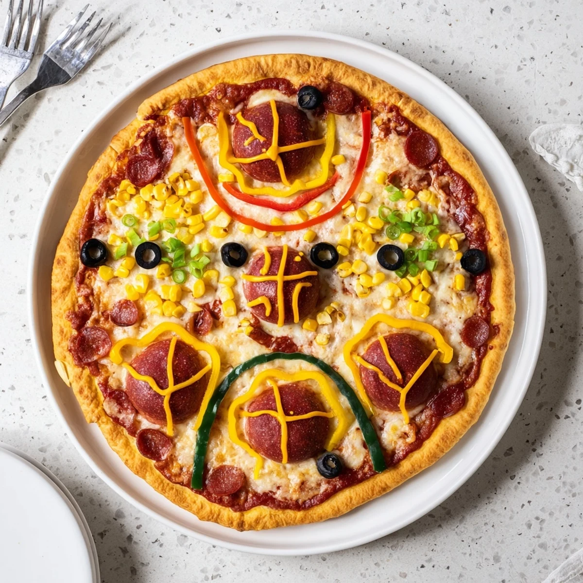 A visually appealing Basketball Court Pizza, bubbly cheese melted over a flavorful sauce and toppings.