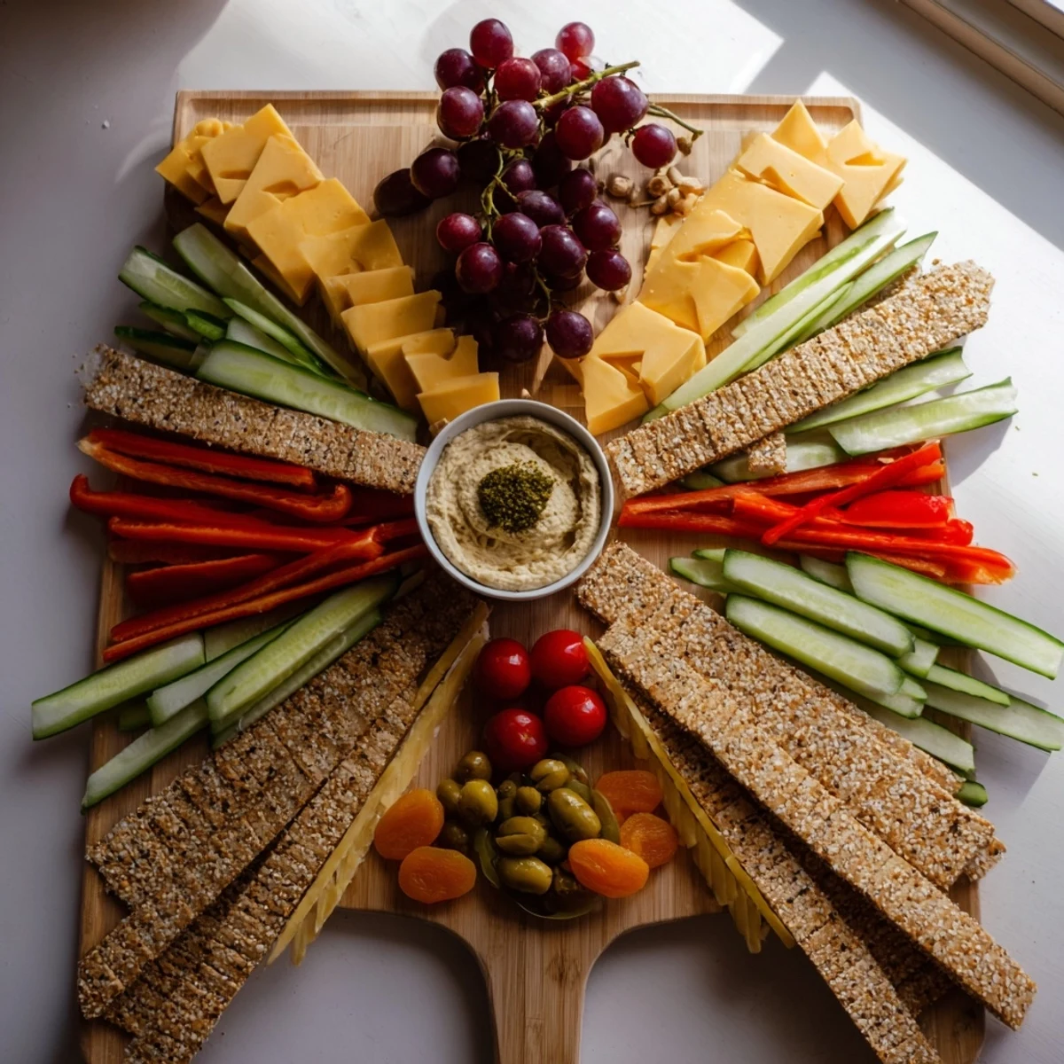 Delicious Arrowhead charcuterie board, displaying vibrant fruits, artisan crackers and savory cured meats converging. 