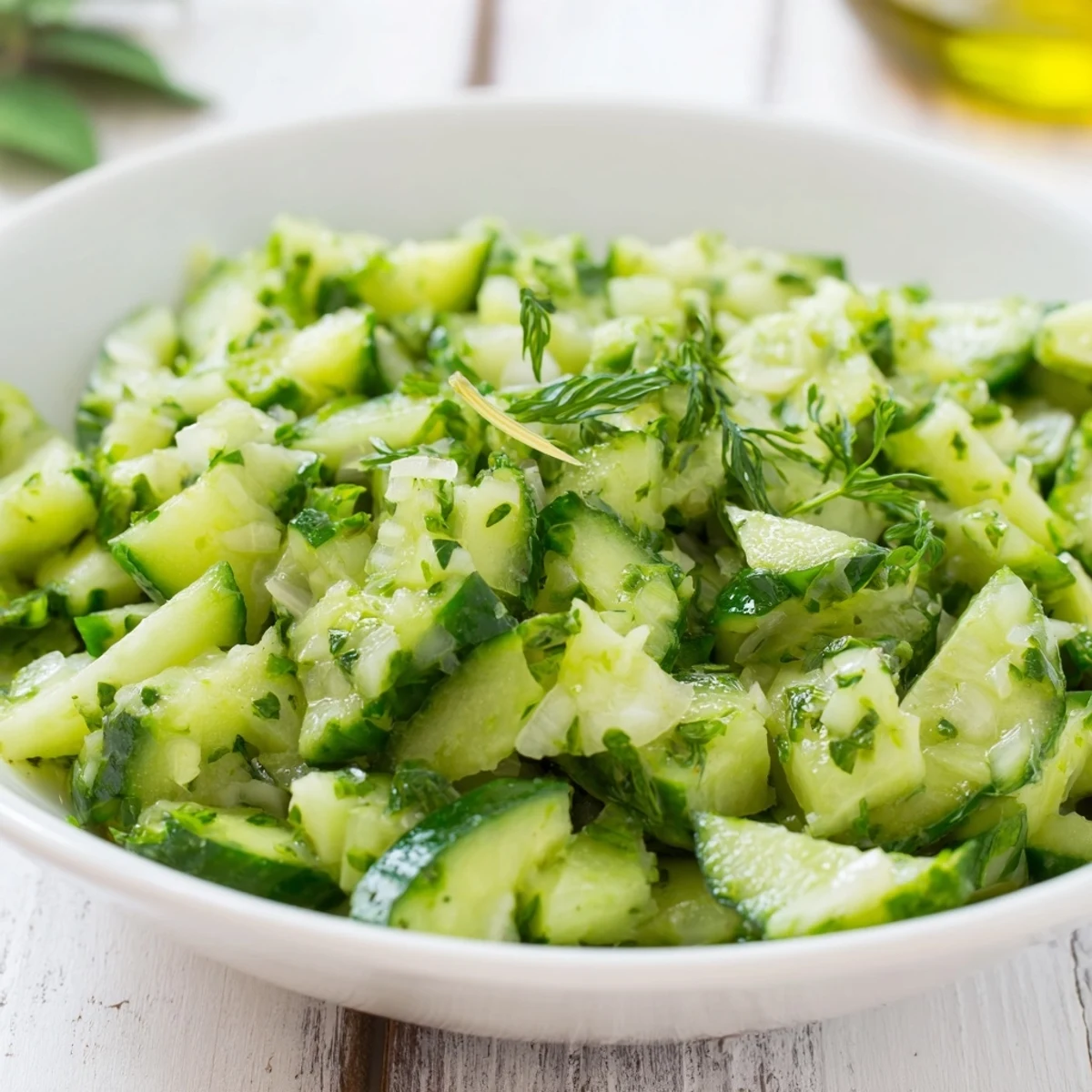 This chilled, flavorful Tzatziki Salad, with Greek yogurt, is perfect for a light, healthy lunch.