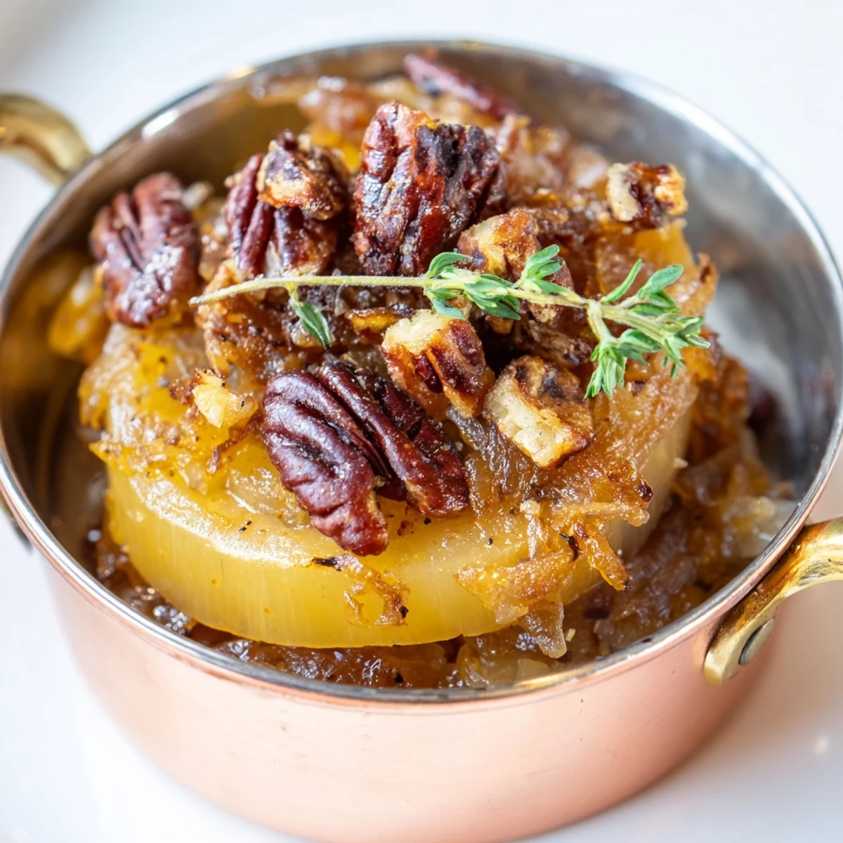 Enjoy a spoonful of the flavorful Copper Kettle appetizer: the perfect blend of sweet and savory textures.