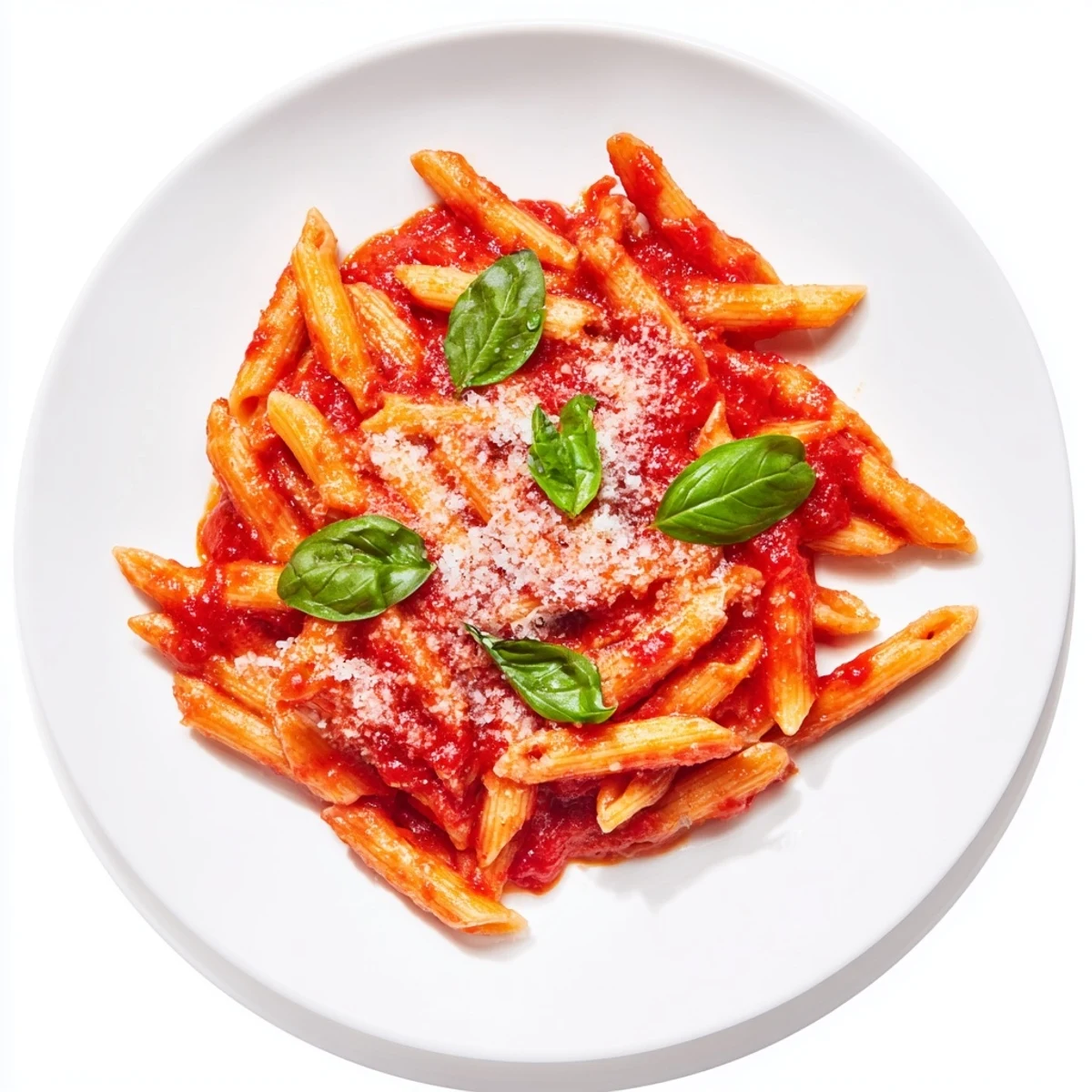 Steaming hot Microwave Bowl Pasta tossed in vibrant red marinara sauce, ready to eat.