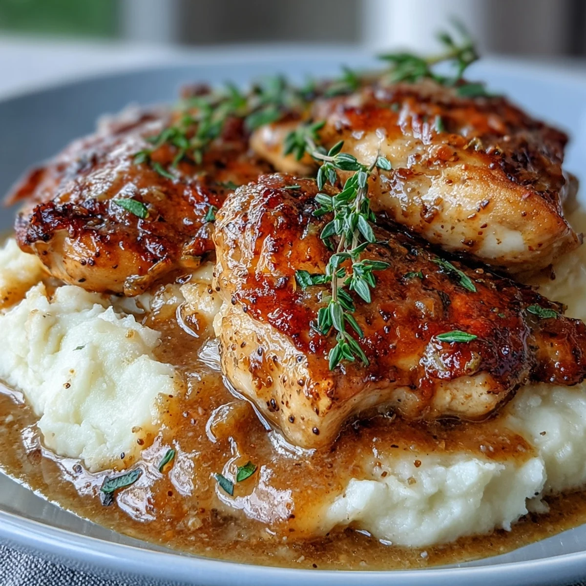 Tender Slow Cooker Honey Mustard Chicken breasts coated in a velvety, sweet and tangy sauce, served over fluffy white rice. 