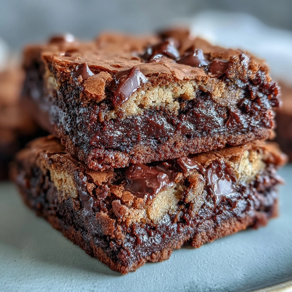 Close-up of a Hojicha Brookie showing the rich, dark chocolate chips and textured, crumbly cross-section infused with nutty roasted hojicha flavor.