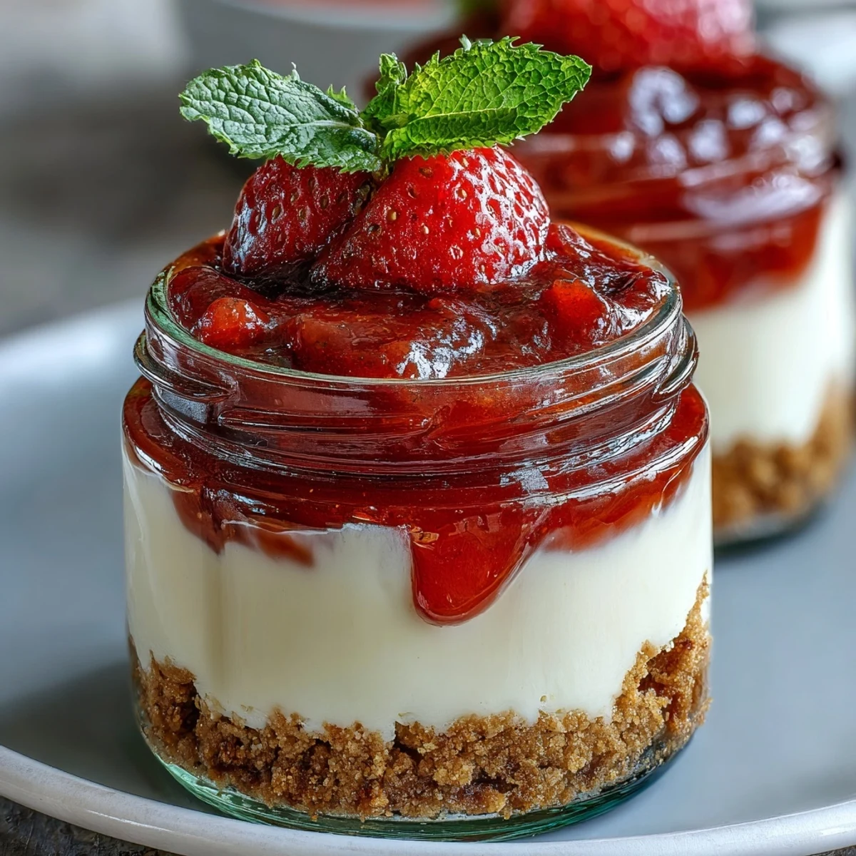 Fresh Spring Desert Fresh Spring Dessert with Creamy Cheesecake Layers and Strawberry Compote