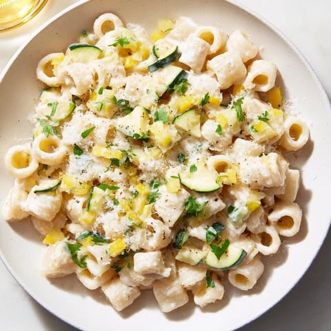 One-Pot Creamy Zucchini Ditalini: a cozy, comforting bowl of pasta with tender zucchini and Parmesan cheese.