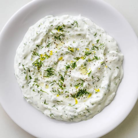 Lemony Greek Yogurt Herb Dip, speckled with fresh herbs, ready to scoop onto crisp veggies.