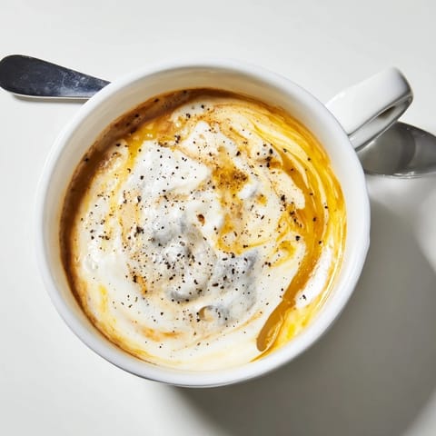 Deliciously unique Onion Latte featuring creamy milk and sweet caramelized onion blend.  