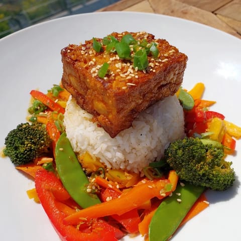 Pressed Tofu Steaks Vegetables