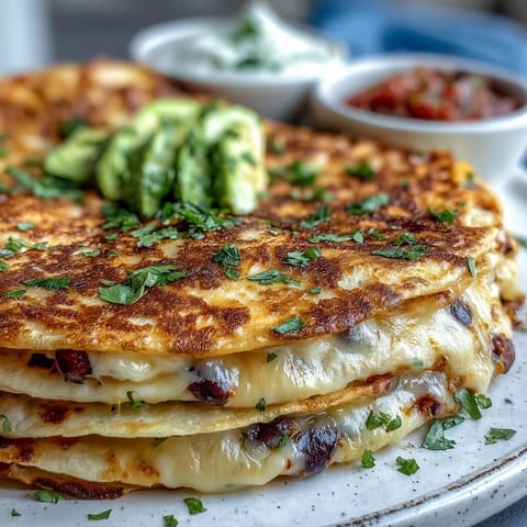 A fully baked Blooming Quesadilla Ring with crispy tortilla triangles, black beans, peppers, and fresh cilantro garnish.