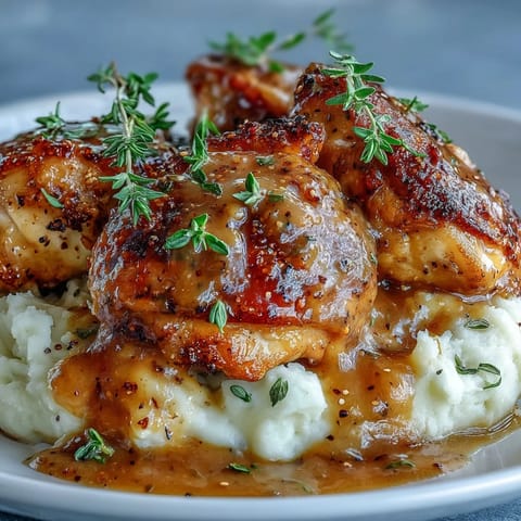 Savory Slow Cooker Honey Mustard Chicken simmering in a slow cooker with golden sauce and minced garlic. 