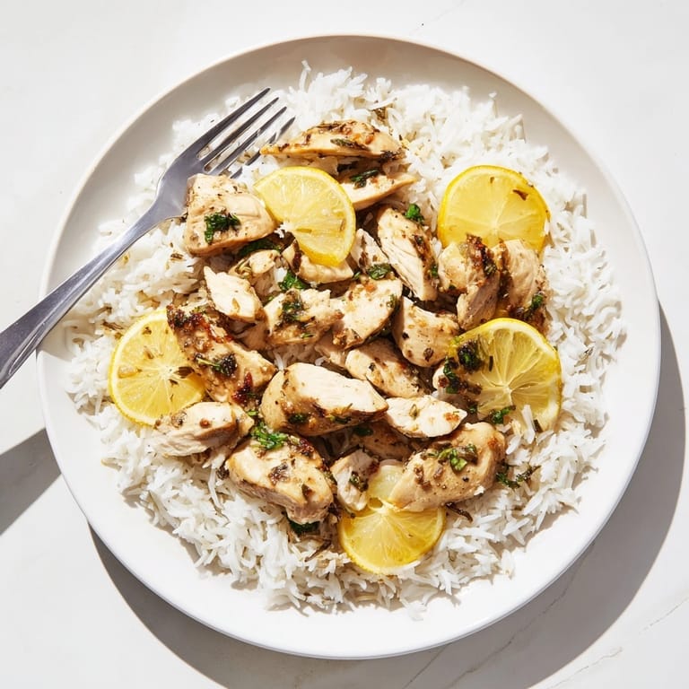 Easy lemon herb chicken and rice recipe, a flavorful family weeknight meal.