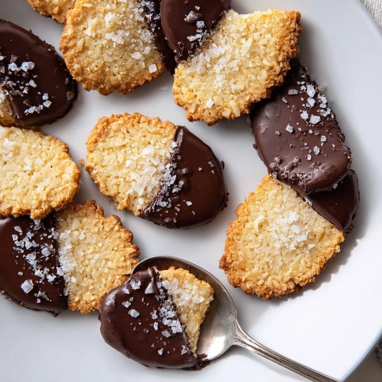 Delicious Chocolate Dipped Almond Shortbread, a perfect combination of crunchy and melt-in-your-mouth.