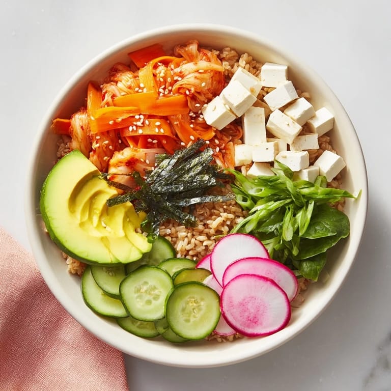 Wholesome Fermented Vegetable Bowl topped with creamy avocado and zesty dressing.