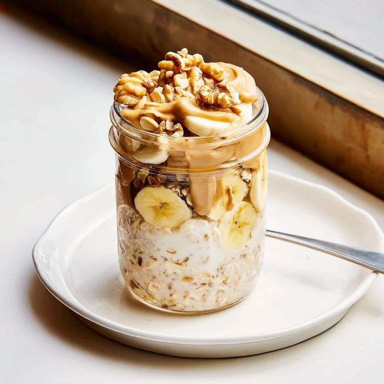 Delicious, creamy overnight oats in jars ready to eat, featuring layered toppings, perfect for meal prep.