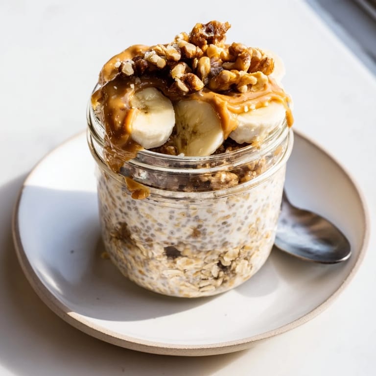 Beautiful jars of overnight oats with a variety of toppings, ready for a grab-and-go breakfast treat.