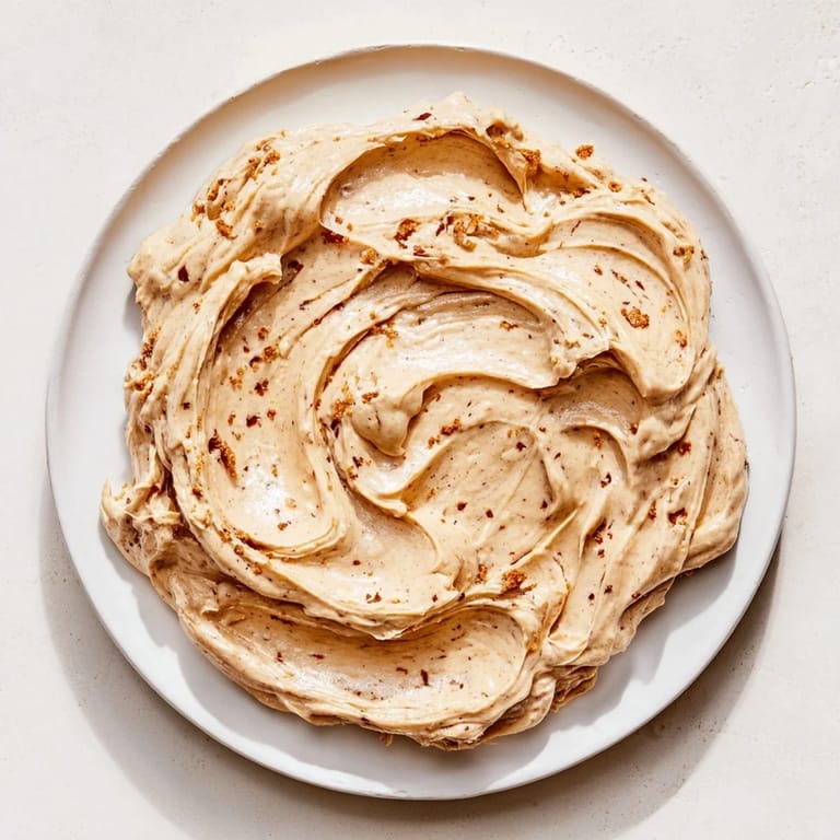 A close-up of the smooth, festive Quick Christmas Cookie Butter Spread, perfect for winter mornings.