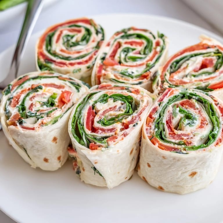 Creamy filling bursting from each Christmas Scarf Tortilla Roll-Up, perfect for serving as a quick snack.