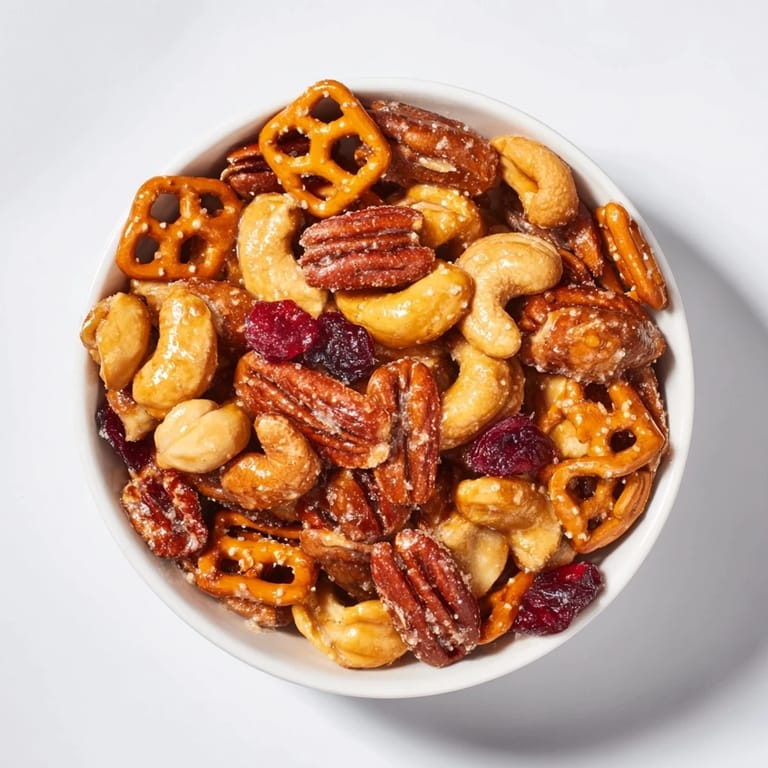 The delicious Sweet and Salty Holiday Nut Bowl; imagine a mix of crunchy, roasted nuts with a sweet glaze.