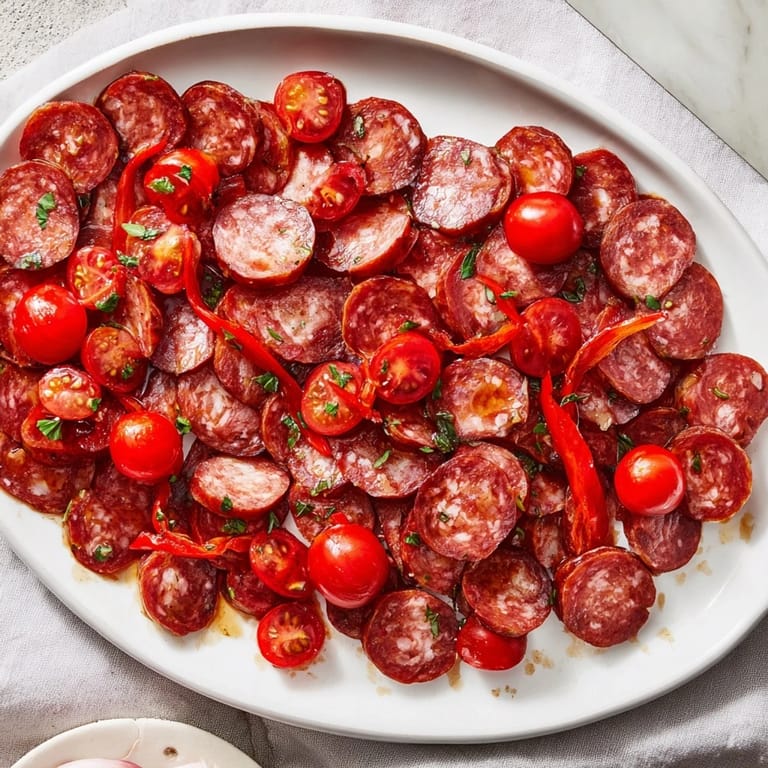 Crisp crackers topped with The Crimson Tide, featuring red peppers and drizzled olive oil, perfect appetizer.
