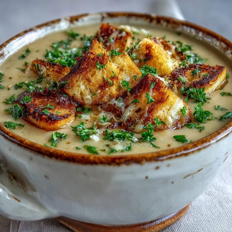 Golden roasted garlic cloves on a baking sheet, ready for blending into a velvety vegetarian soup.
