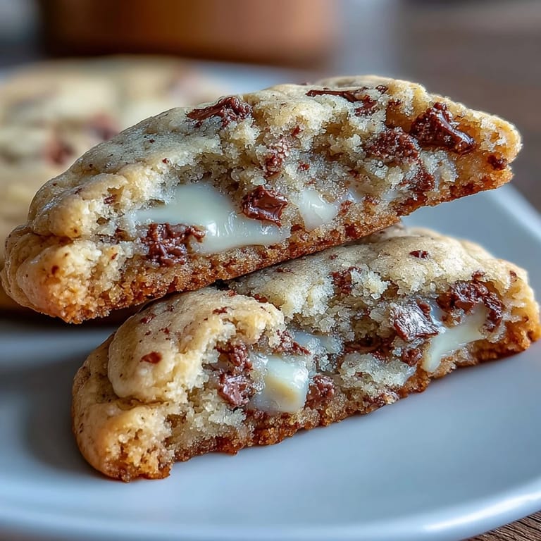 A stack of soft Hojicha White Chocolate Cookies showing roasted tea speckles, served with milk.