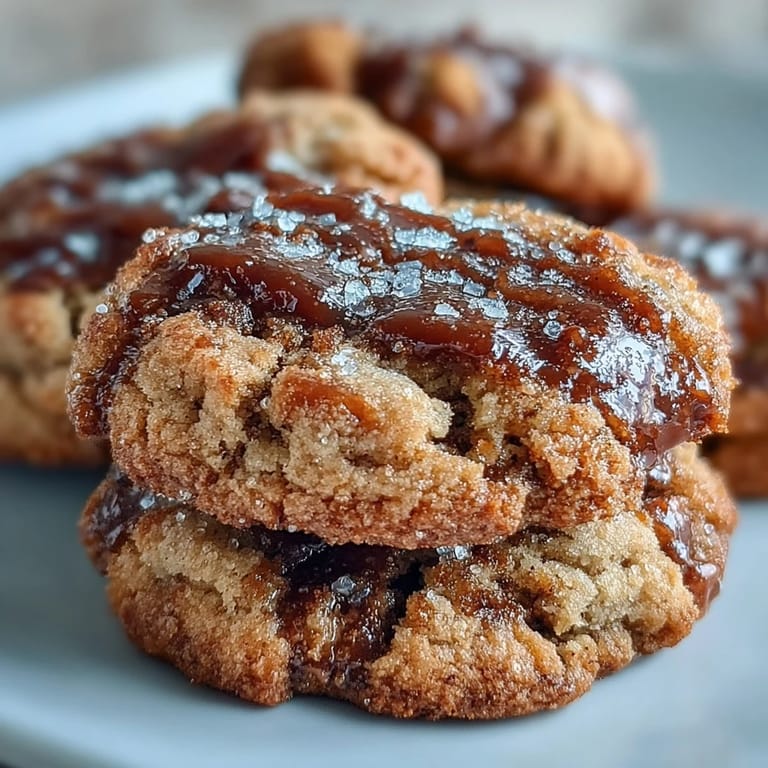 A batch of Hojicha and Brown Butter Cookies beside a cup of hojicha tea, highlighting the nutty brown butter notes and caramel hues.