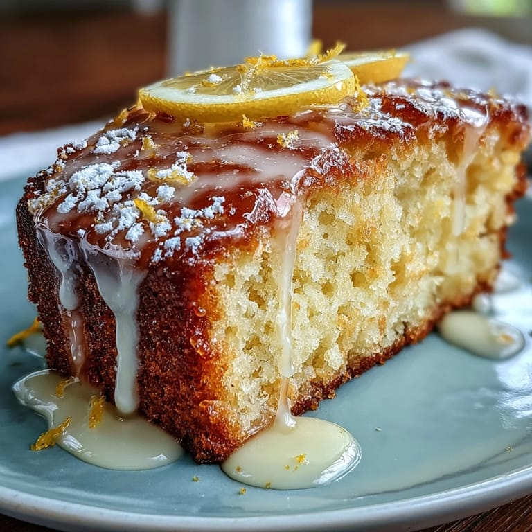 Zesty lemon-infused pound cake topped with tangy Limoncello glaze, ideal for special occasions.  