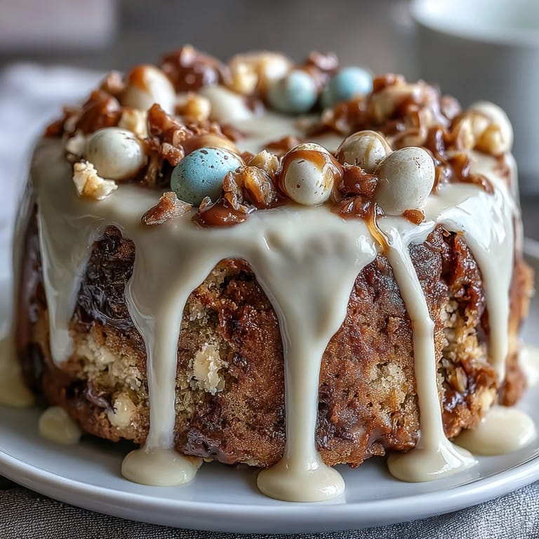 Springtime Cadbury Egg Blondies: buttery, chewy blondies loaded with crunchy Cadbury Mini Eggs and topped with a glossy white chocolate drizzle.