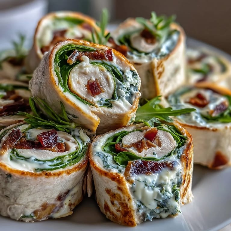 Soft tortillas layered with turkey, cheese, and spinach, rolled and sliced into vibrant party pinwheels.