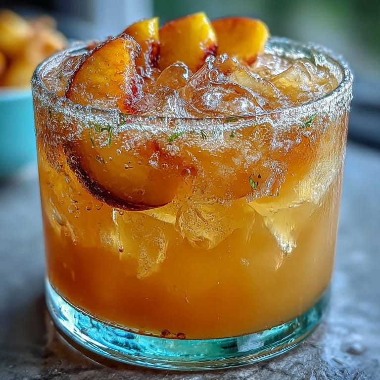 Refreshing peach lemonade, iced green tea blend for a bright drink.